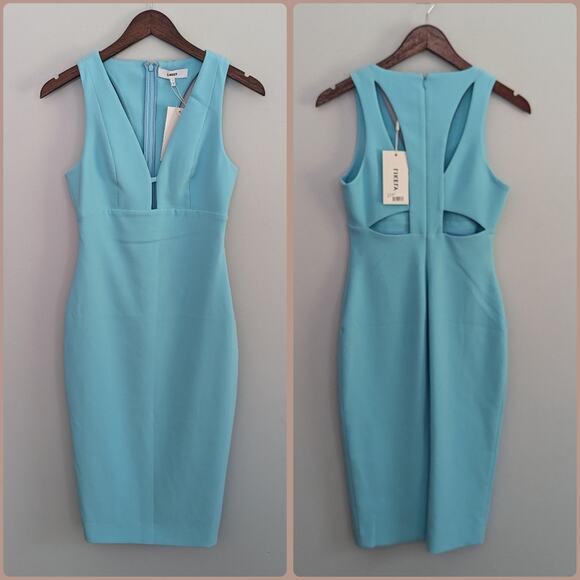 NEW Women's Likely 2 Albury Mint Blue Sheath Dress Cut Sexy Bodycon - Picture 1 of 8